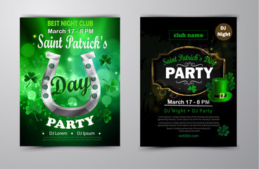 St. Patrick s Day poster set Vector illustration