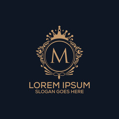 Fototapeta premium Decorative luxury M letter logo design template vector eps 