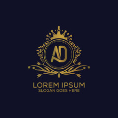 Decorative luxury AD letter logo design template vector eps 