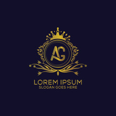 Decorative luxury AG letter logo design template vector eps 