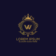 Decorative luxury W letter logo design template vector eps 