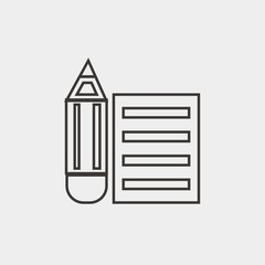 pencil with paper icon vector illustration and symbol for website and graphic design