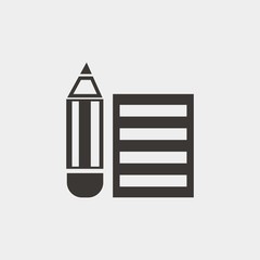 pencil with paper icon vector illustration and symbol for website and graphic design
