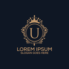Decorative luxury U letter logo design template vector eps 