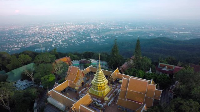 Aerial Shot Wat Pra that doi suthep, Chiang Mai, Thailand