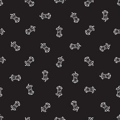 Apple core Vector seamless pattern. Hand drawn doodle Fruit trash background. Rubbish background with eaten apples