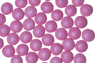 Bright pink sugar-coated chocolate candy