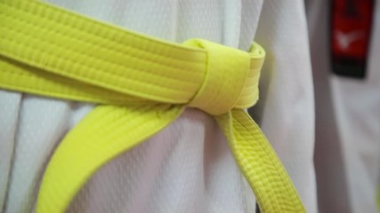 Yellow belt of a taekwondo practitioner