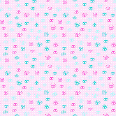 Seamless pattern with hand draw eye