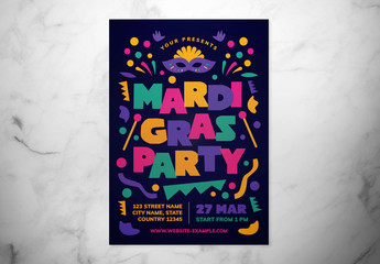 Mardi Gras Event Flyer Layout