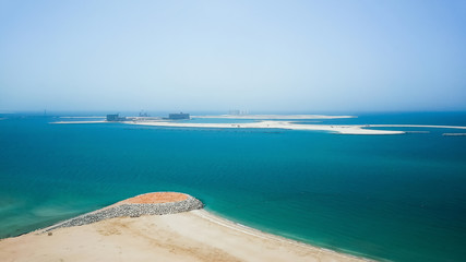 The construction of the artificial Islands of Palm Jumeirah in the Arabian Gulf. Dubai.