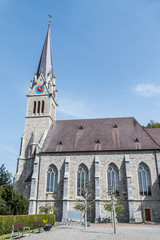 Fototapeta na wymiar Neo-gothic chuech of St. Florin Cathedral in Vaduz