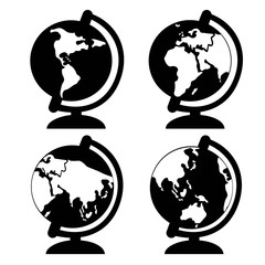 globe continents or continents icon in black color isolated on white background. Vector EPS 10
