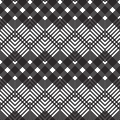 Abstract Geometric background. Grid Seamless pattern. Black and white Vector illustration
