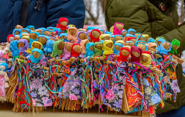 Fototapeta premium Celebration of Maslenitsa on the territory of the Peter and Paul Fortress in St. Petersburg.