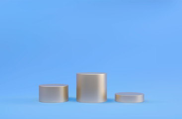 Vector round podium, pedestal or platform, cosmetic background for product presentation. 3d bright podium. Advertising place. Blank product stand background in pastel pink blue colors.