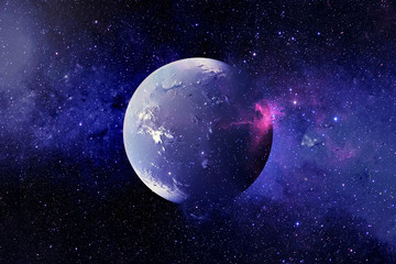 Naklejka na ściany i meble The destruction of exoplanets against the backdrop of space. Elements of this image were furnished by NASA.