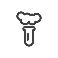 Tube icon with evaporation above it. Minimalistic linear design. Isolated vector on a white background.