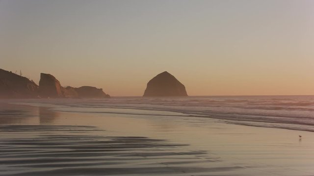 Haystack Rock in Pacific City, Oregon Coast.  Shot with Cineflex gimbal and RED 8K camera.