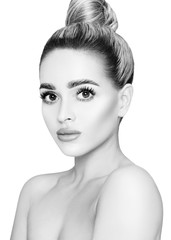 Fototapeta premium Beautiful bright blonde woman with expressive look.