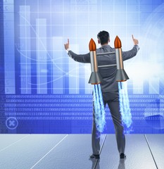 Man with jet pack in business concept