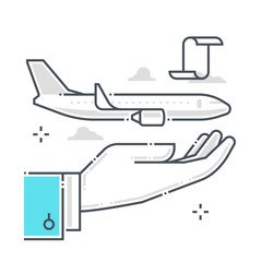 Flight protection related color line vector icon, illustration