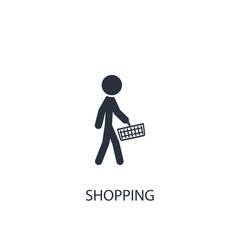 Man with basket icon. Simple shopping element illustration.