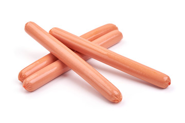 Fresh pork Boiled sausages, isolated on white background