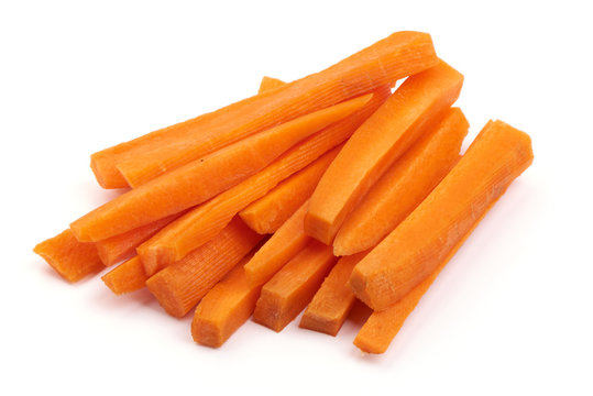 Carrot sticks, isolated on white background