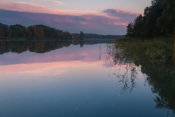 Fototapeta na wymiar Sunset over the Raczyńskie Lake