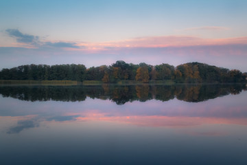 Naklejka na ściany i meble Sunset over the Raczyńskie Lake