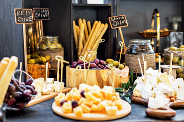 Olive Cheese Bar. Selective Focus. Outdoor.