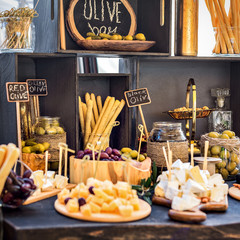 Olive Cheese Bar. Square.Selective Focus. Outdoor.
