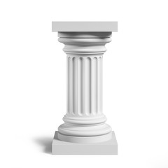 Empty classic column isolated with clipping path. 3d illustration