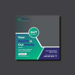 Medical health care social media post web banner or flyer template