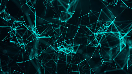 Digital plexus of glowing lines and dots. Abstract background. 3D rendering. Network or connection. 3d rendering.