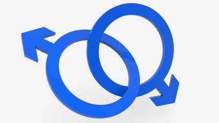 Concept of two male gender symbols together