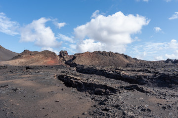 Volcanic landscape of Timanfaya National Park on island Lanzarote