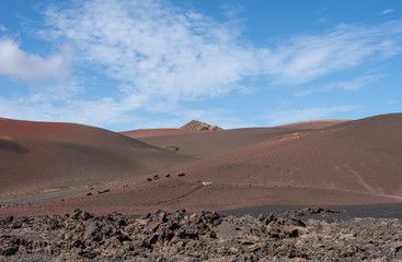 Volcanic landscape of Timanfaya National Park on island Lanzarote