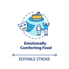 Emotionally comforting food concept icon. Mindful eating, conscious nutrition idea thin line illustration. Satisfying meal. Vector isolated outline RGB color drawing. Editable stroke
