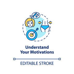Understand your motivation concept icon. Conscious nutrition, healthy eating idea thin line illustration. Goal achievement, slimming. Vector isolated outline RGB color drawing. Editable stroke