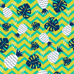 Seamless pineapple pattern. Tropical background. vector illustration