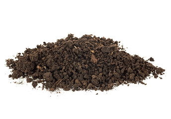 Pile of soil for plant isolated on a white background