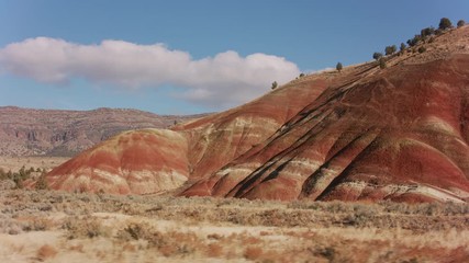 Tracking shot of Painted Hills in Wheeler County, Oregon.