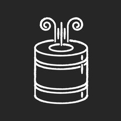 Compact air filter chalk white icon on black background. Humidity regulator, domestic air purifier, comfortable climate creation, home device. Isolated vector chalkboard illustration