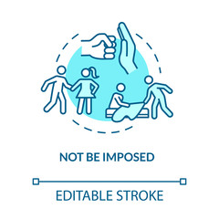 Not be imposed concept icon. Give your friend space. Possession and jealousy. Respecting and understanding idea thin line illustration. Vector isolated outline RGB color drawing. Editable stroke