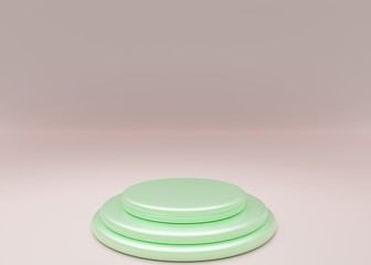 Green color geometric shape of product display with minimal and modern concepts, Pedestal, Podium, Stand, 3D Rendering.