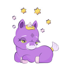 Cute little lavander unicorn with a star crown