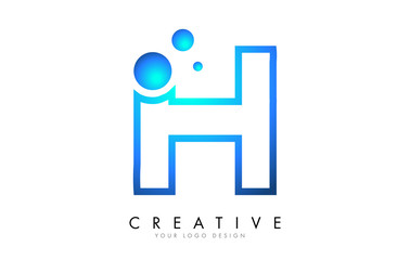 Fototapeta premium H Letter Logo Design with 3D and Ribbon Effect and Dots.