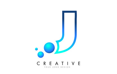 J Letter Logo Design with 3D and Ribbon Effect and Dots.